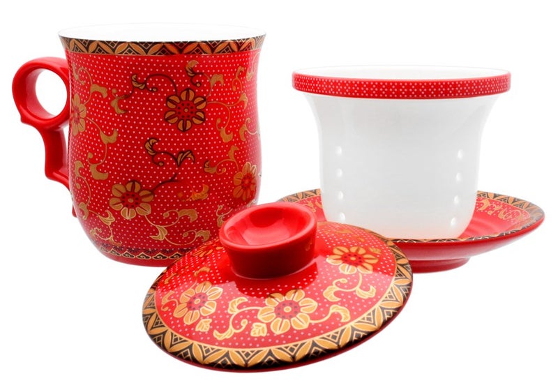 Tea Talent Porcelain Tea Cup with Infuser Lid and Saucer Sets - Chinese Jingdezhen Ceramics Coffee Mug Teacup Loose Leaf Tea Brewing System for Home Office - Image 3